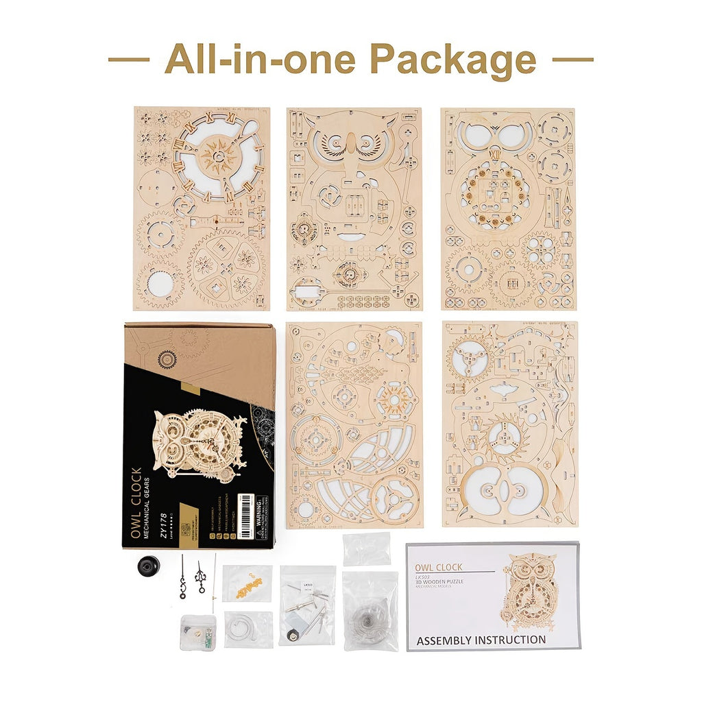 Puzzle en bois 3D - Kit de construction de modèle mécanique pour adultes - Puzzle horloge 161 pièces - Cadeau créatif pour la décoration de la maison - Parfait pour les puzzles à la maison, l'affichage au bureau et votre salon